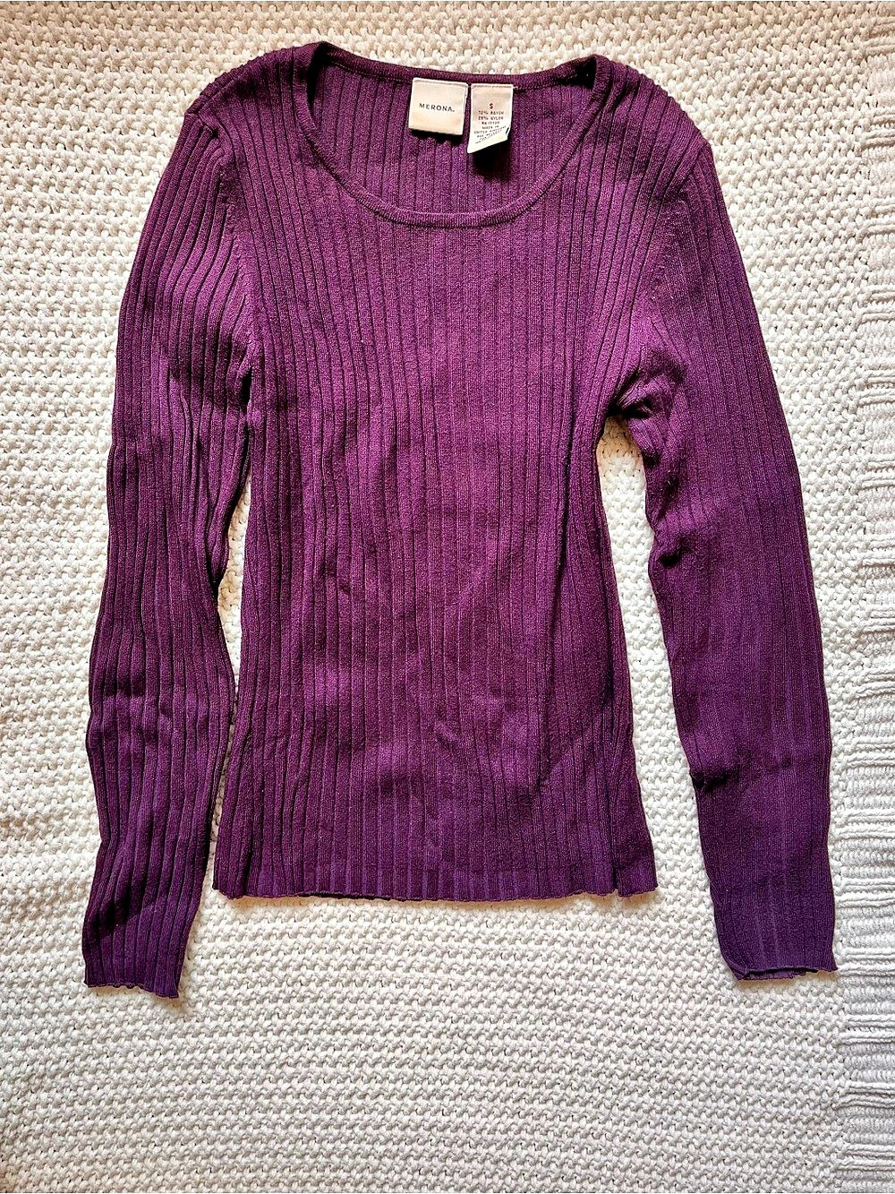 Merona Ribbed Crew Neck Sweater Purple Size Medium